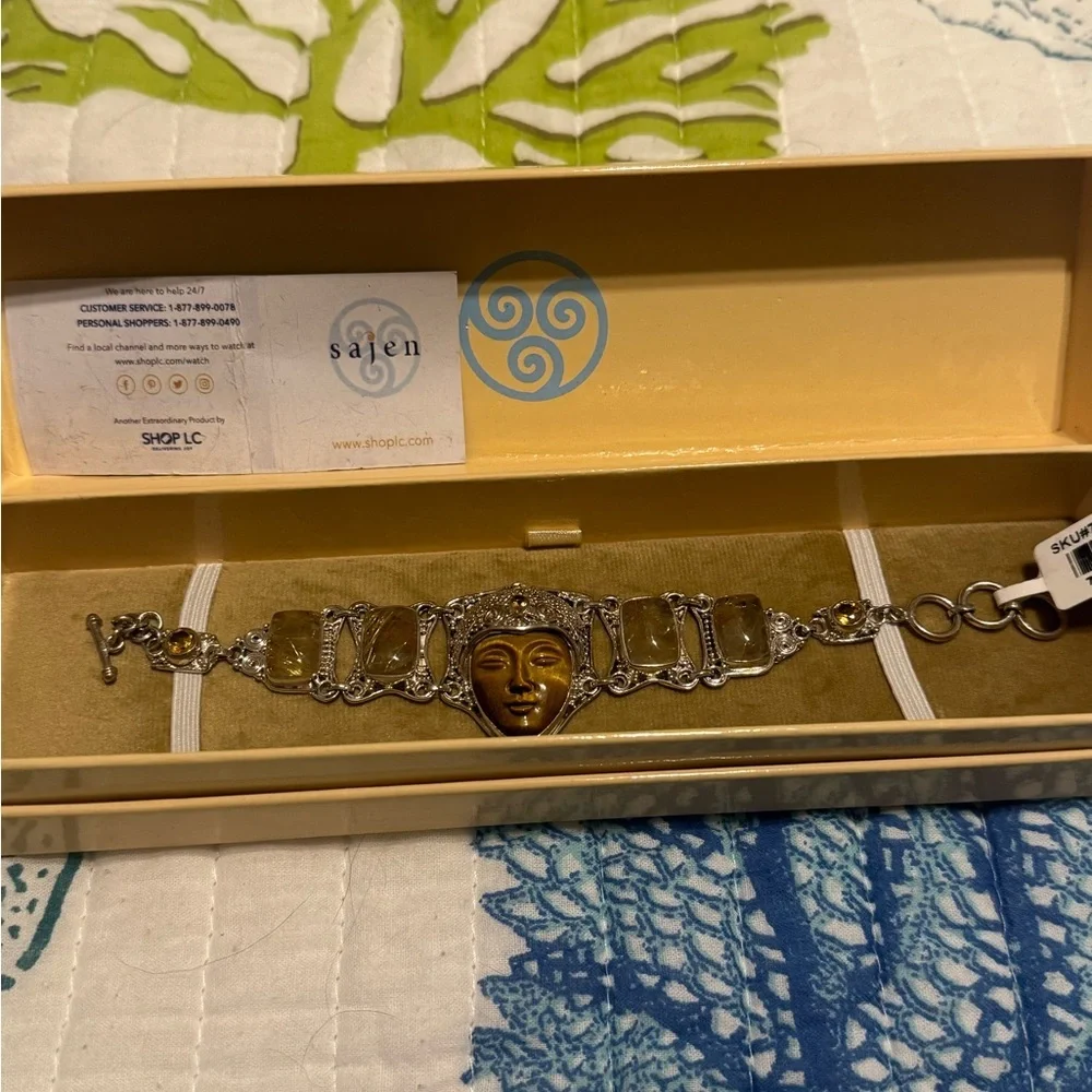 Sajen Sterling Bracelet with Brown Tiger’s Eye and Silver Accents